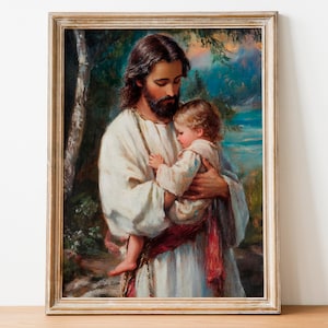 Heavenly Love, Digital Jesus Painting, Jesus with Kids, LDS Wall Art, Bible Art, Jesus Children, Christian Art, Digital Download 99