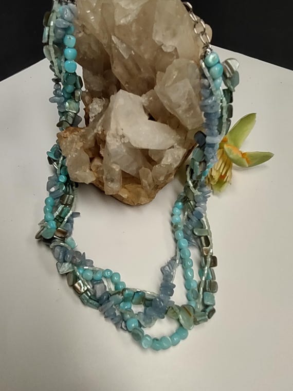 Multi layer stone bead necklace - image 1
