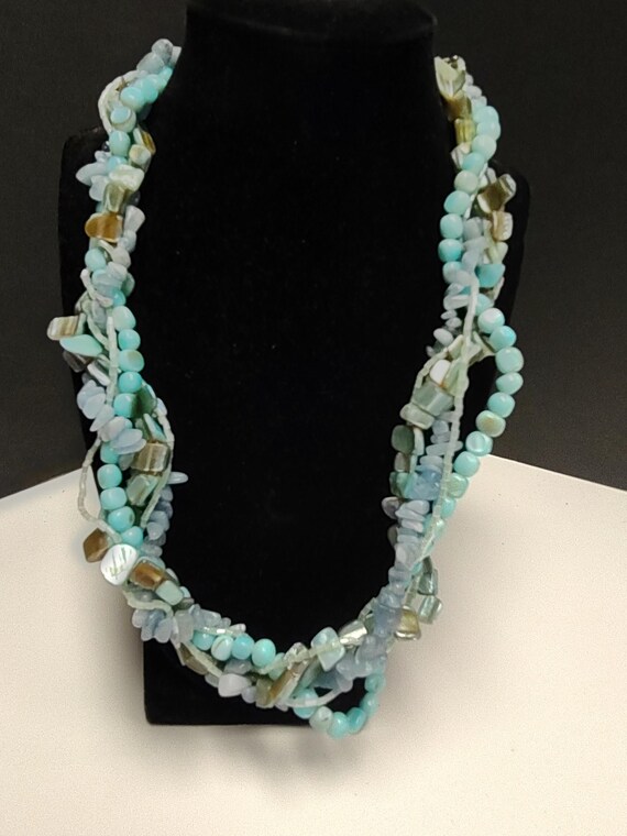 Multi layer stone bead necklace - image 2
