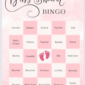 Baby Shower Bingo Game - GIRL, Baby Bingo Printable, Instant Download ...
