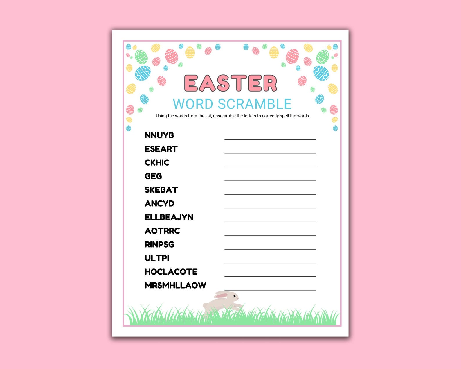 Easter Word Scramble Game for Kids, Printable Easter Classroom Games ...