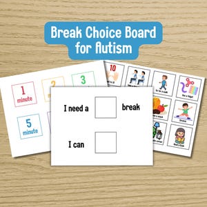 Break Choice Board for Autism, Calm Down Choice Board, Behavior Visual Support, Neurodivergent Self Regulation Tool,ABA Therapy Choice Chart
