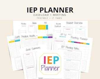 Special Education IEP Caseload Planner, Printable IEP Meeting Planner, SPED Binder, Self Contained Teacher Planner, Resource Teacher Planner