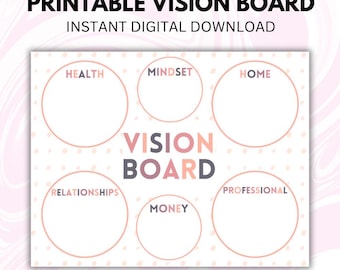 Vision Board Printable for Manifestation | Digital Download for Goal Setting | DIY Printable Template for Manifestation Goals