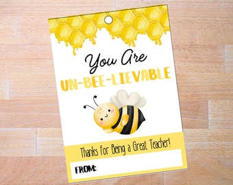 Étiquettes-cadeau d'appréciation des enseignants, étiquettes-cadeaux imprimables abeille pour les enseignants, étiquettes de remerciement de la semaine des enseignantes, étiquettes-cadeaux bourdon