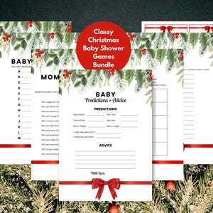 Printable Christmas Themed Baby Shower Games, Winter Baby Shower Activity Set, Winter Baby Shower Games Bundle, Gender Neutral,Diaper Raffle