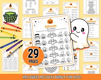 Halloween Activities Bundle for Kids, Halloween Games, Bingo, Trivia & More, Printable Halloween Party Games