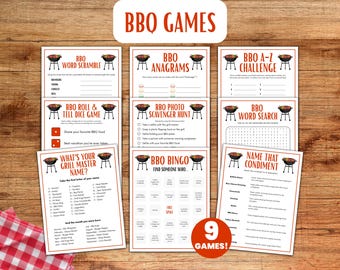 BBQ Games Bundle, Printable Barbecue Games, Grill & Chill Party Games, I Do BBQ, Baby-Q Baby Shower, Summer BBQ Activities
