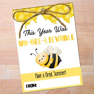 Etichette regalo stampabili per l&#39;ultimo giorno di scuola a tema ape - Etichette regalo per l&#39;ultimo giorno di scuola per insegnanti e studenti - Download immediato