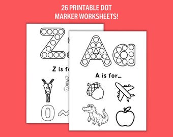 Printable A-Z Dot Letter Worksheets, ABC Dot Marker Pages for Toddlers & Preschoolers, Uppercase and Lowercase Worksheets, Coloring Pages