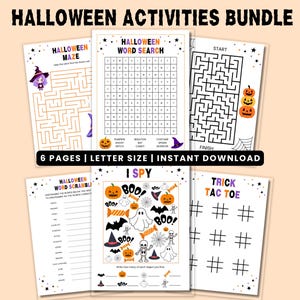 Activités d&#39;Halloween à imprimer pour les enfants – Pack de jeux amusants, activités d&#39;automne, feuilles d&#39;exercices d&#39;Halloween, lot de fête en classe