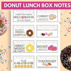 Lunch Box Notes for Kids, Donut Puns Lunch Box Notes, Printable Lunch Box Notes, Field Trip and Camp Notes, National Donut Day Notes