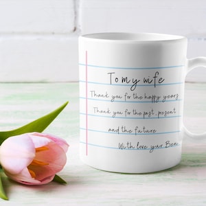 Un sincero mensaje de esposo a esposa Taza de cerámica perfecta hecha a mano con mensaje personalizado para sus seres queridos Carta al amado
