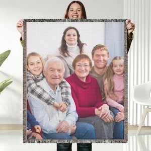 CUSTOM Photo BlanketCozy Woven Blanket Personalized Photo Woven Cotton Throw CustomBlanket with Picture Blanket For Mom Memory Grandma Gift