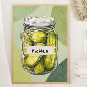 Pickles jar art poster Pickle Perfection Colorful Kitchen Art Print for Pickle Lovers Pickles Jar Art Print gift Fun Food Poster Colorful