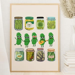 Pickle Jar Decor Retro Pickles Wall Art Poster  Print  Vintage Canned Pickle Pickle Jars Wall Art style Retro PrintTrendy Wall Poster Trendy