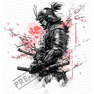 Samurai Warrior Tattoo Design | High Resolution 4K | iphone wallpaper| Canvas Art | Printable SVG Tattoo Stencil Included| Instant Download
