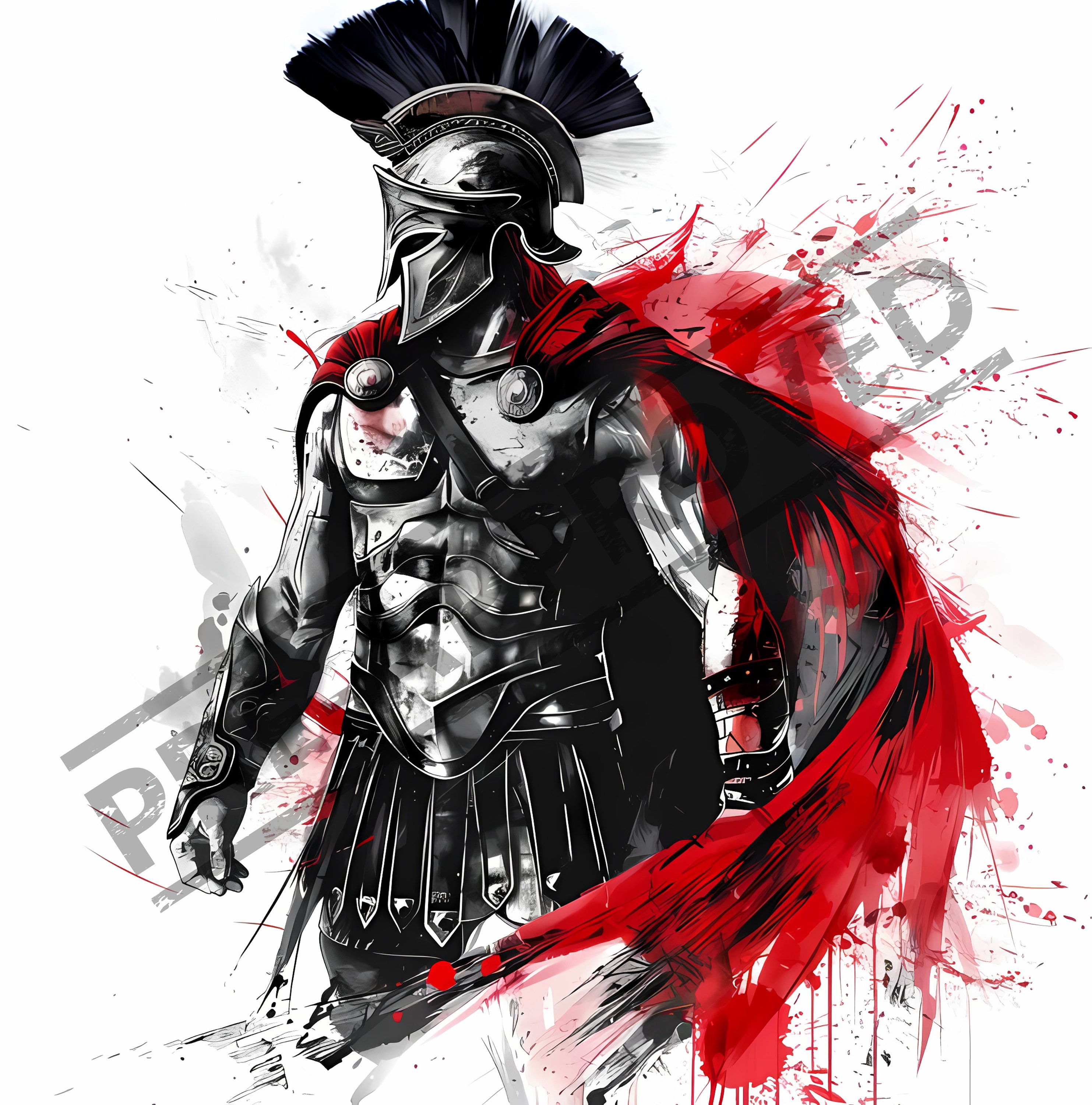 Spartan Warrior Tattoo Design | High Resolution 4K | Watercolor Art ...