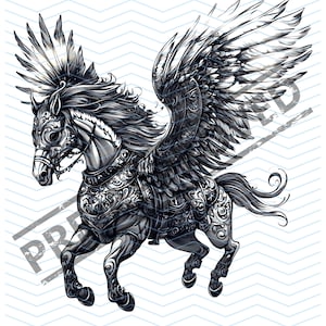 Pegasus Tattoo Design | High Resolution PNG | Canvas Art | Printable SVG Template | Clip Art | T-Shirt Decal | Digital Download Image