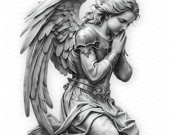 Ángel / Diseño de tatuaje / Calcomanía para camiseta / Arte en lienzo / Impresión SVG / Póster / Arte de pared / Clipart / PNG / Ilustración / Fondo de pantalla para iPhone