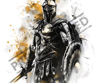 Roman Warrior Tattoo Design | High Resolution 4K | Canvas Art | Digital Tattoo Art| Printable SVG File Included| Tattoo Template| Clip Art