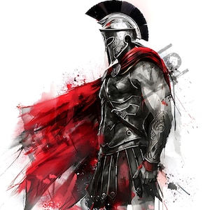 Spartan Warrior Tattoo Design | High Resolution 4K | Watercolor Art | Canvas Art | 300| Printable SVG Tattoo Stencil Included| Clip Art