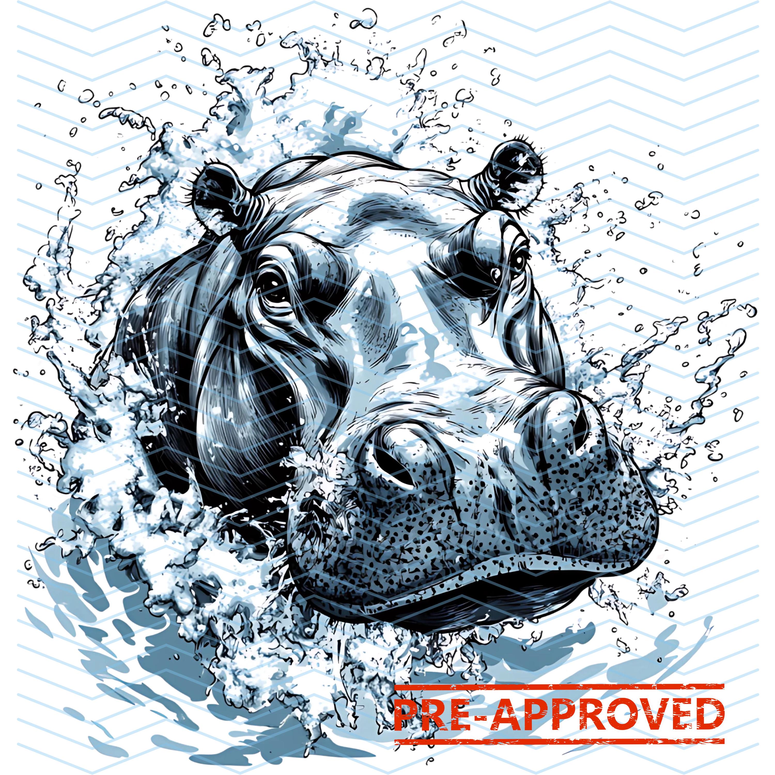 Hippo Tattoo - Etsy Sweden, image size:3000x3000