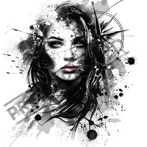 Woman Compass Tattoo Design | High Resolution 4K | Canvas Art | Printable SVG For Tattoo Artist Included