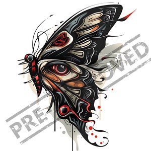 Butterfly Eye Tattoo Design | High Resolution 4K | Canvas Art | Color Art|  Printable SVG File Included