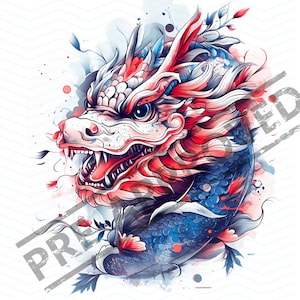 Dragon Tattoo Design | High Resolution 4K | Canvas Art | Printable SVG Stencil Included| Clip Art| SVG| Mythical | Spyro The Dragon