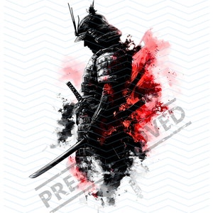 Samurai Warrior Tattoo Design | High Resolution 4K | iphone wallpaper| Canvas Art | Printable SVG Tattoo Stencil Included| Instant Download
