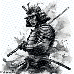 Samurai Tattoo Design | Japanese  | Canvas Art | Clip Art Image |  Printable SVG File Included | PNG| Digital Download | T-Shirt Decal