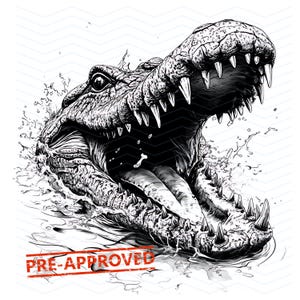 Crocodile |Tattoo Design | Canvas Art | Printable SVG Stencil | Wall Art | Apple Wallpaper | Clip Art  | Digital Download | PNG |
