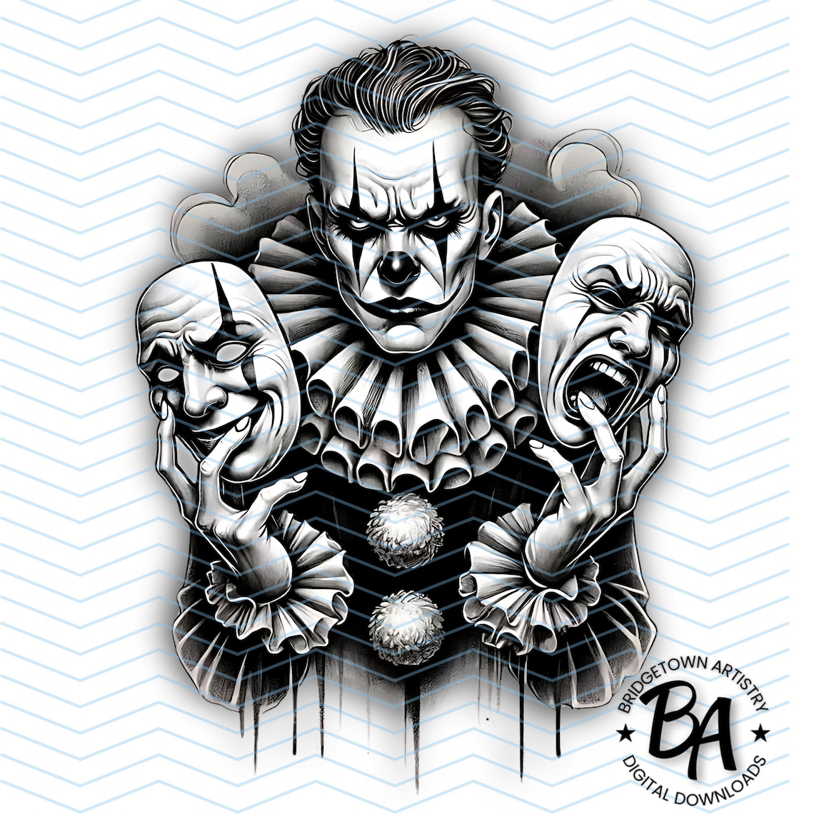 Clown Comedy and Tragedy Masks Tattoo Design | Canvas Art | Clip Art ...