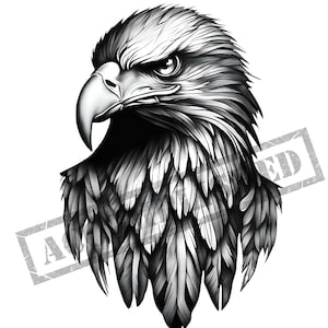 Eagle Tattoo Design | High Resolution 4K | Canvas Art | Black Scale Art|  Printable SVG File Included