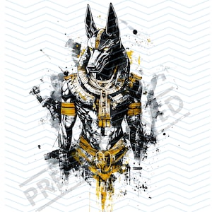 Anubis Pharaoh Tattoo Design | High Resolution 4K | Canvas Art | Printable SVG Stencil Included| Instant Download | iPhone Wallpaper