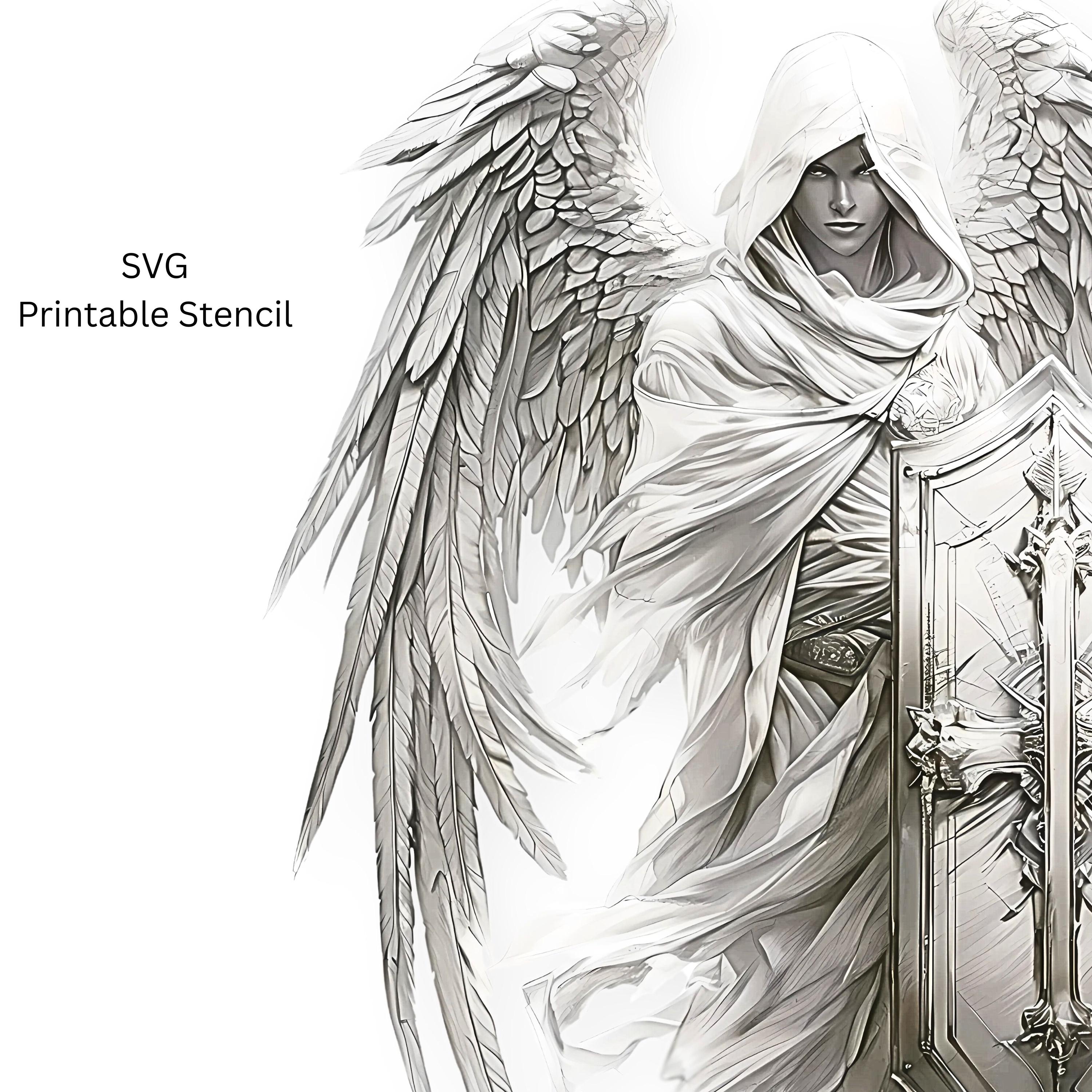 Rustangelo Templates Archangel Tattoo Design | Religious | Canvas Art | Printable SVG ...