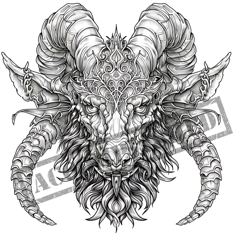 Ram Tattoo Design 4 K Resolution Aries Tattoo Canvas Art Printable SVG ...