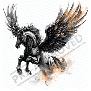 Pegasus Tattoo Design | High Resolution 4K | Canvas Art | Printable SVG File Included | Instant Download | PNG File| iPhone Wallpaper
