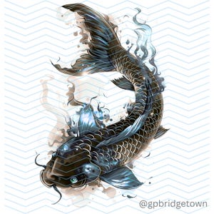 Koivissen | Tatoeageontwerp | T-shirtsticker | Canvaskunst |  SVG-afdruk | Cartoonafbeelding| Muurkunst| Clipart | PNG| Illustratie | Japanse kunst