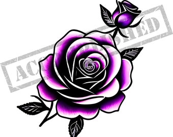 Conception de tatouage néo-traditionnelle rose | Haute résolution 4K | Fichier SVG imprimable pour tatoueur inclus | Art sur toile|