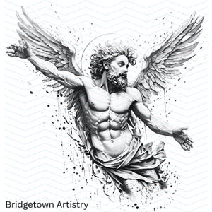Fallen Angel |tattoo Design | High Resolution PNG | Canvas Art | Print