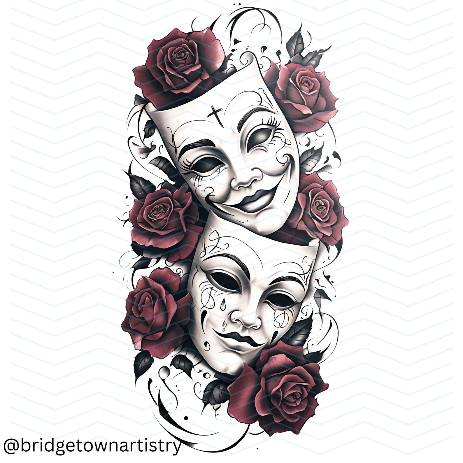 Comedy and Tragedy Masks Tattoo Design | Canvas Art | Clip Art Image ...