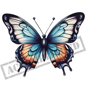 Butterfly Tattoo Design | High Resolution 4K | Canvas Art | Color Art|  Printable SVG File Included