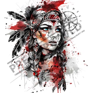 Woman Compass Tattoo Design | High Resolution 4K | Canvas Art | Printable SVG Template | Digital Download | PNG | Indian Artwork | Clip Art