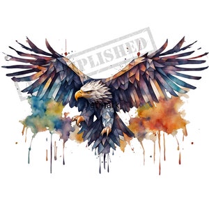 Eagle Tattoo Design | 4K Resolution | Canvas Art| Geometric Watercolor | Printable SVG Stencil Included