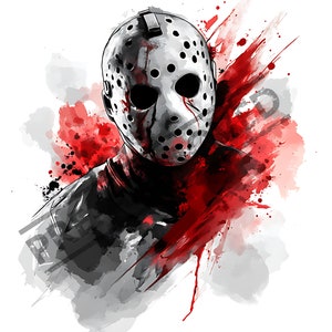 Jason Friday the 13th Horror Tattoo Design, Digital Download , PNG , SVG Stencil , Clip Art , T-Shirt Decal , iPhone, Android Wallpaper