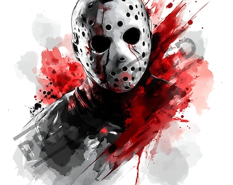Jason Friday the 13th Horror Tattoo Design, Digital Download , PNG , SVG Stencil , Clip Art , T-Shirt Decal , iPhone, Android Wallpaper