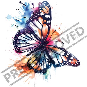 Butterfly Watercolor Tattoo Design | High Resolution 4K | Canvas Art | Color Art|  Printable SVG File Included