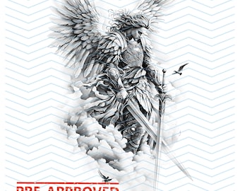 Archangel |  Tattoo Design | T-Shirt Decal  | Canvas Art | Printable SVG File | iPhone Wallpaper | Wall Art| Clipart | Greek Mythology PNG